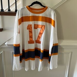 LaBiz White Long Sleeve Stripe Jersey with Orange '17'